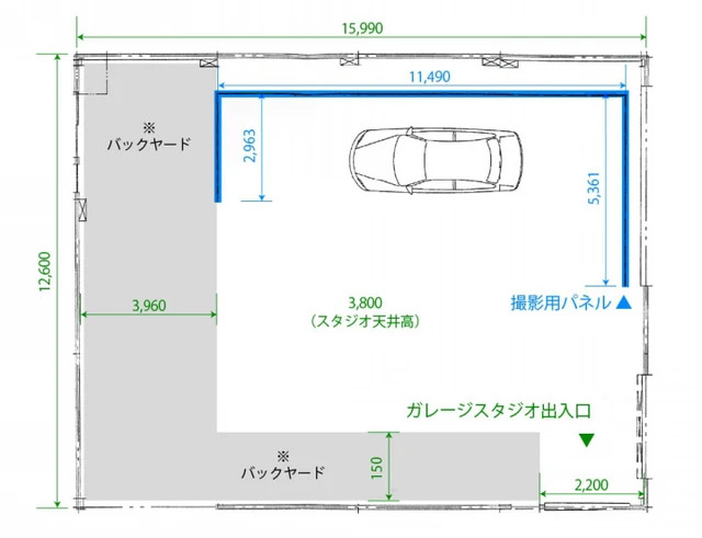 車フォトスタジオ見取り図